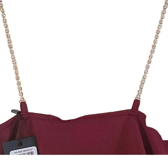 NWOT Vero Moda Women’s Fig Purple Tank Top w/ Crystal Spaghetti Straps Size XS - Picture 5 of 9